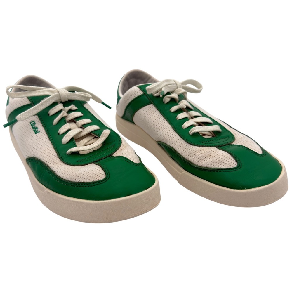 OluKai Kilea Sneakers Green White Leather Mesh Lace Up Women's US 9.5 NWOB‎